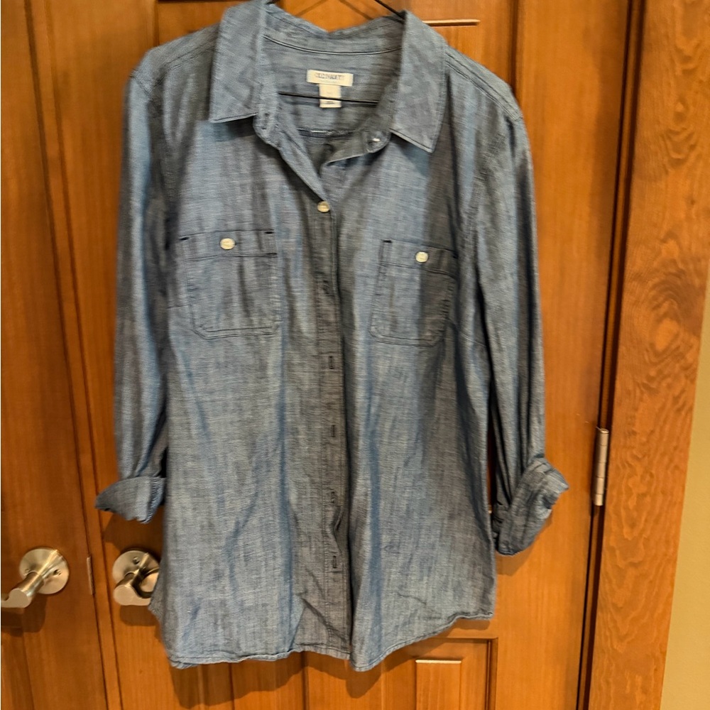 Old Navy Blue Chambray Button-Up Shirt